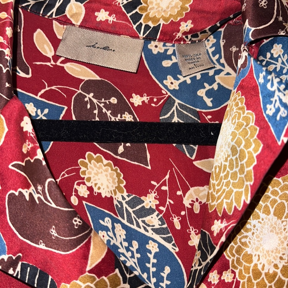 Patterned Silk Button Down Blouse - image 4